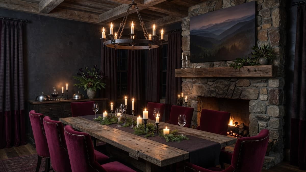 Private dining room with fireplace